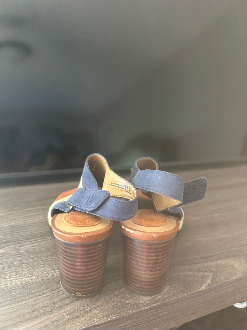 Clarks Tri-Panel Suede Slingback Sandals - Navy, Tan, Brown - Picture 5 of 5